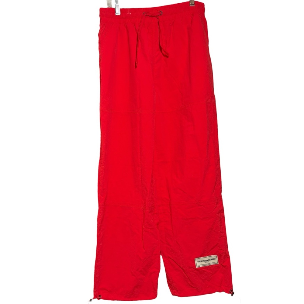 The Giving Movement Red Wide Leg Track Pants Sustainable Clothing M/L